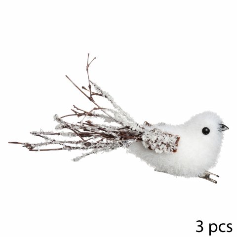 SUJET DE NOEL OISEAU BCH PINCE 15CM X3
