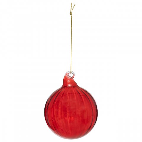 BOULE DE NOEL VERRE 80MM STRIE ROUGE
