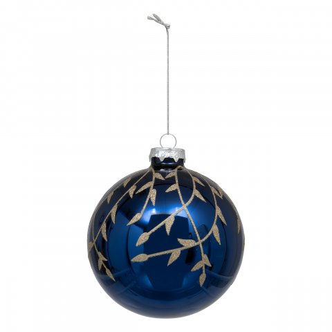 BOULE DE NOEL VERRE 100MM BCH PAILL BLEU