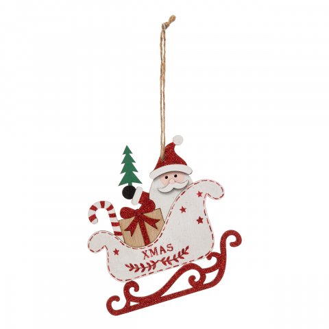 SUJET DE NOEL BOIS TRAINEAU XMAS RG 14CM