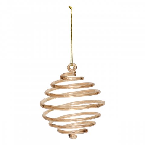 BOULE DE NOEL VERRE 80MM SPIRALE BRONZE