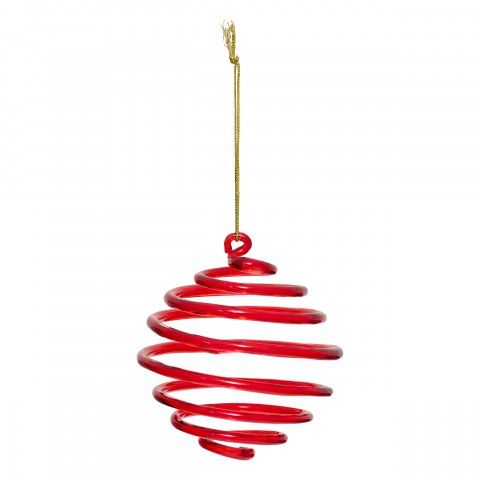 BOULE DE NOEL VERRE 80MM SPIRALE ROUGE